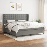 VidaXL Pat box spring cu saltea, gri &icirc;nchis, 200x200 cm, textil