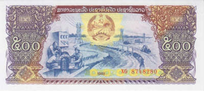 Bancnota Laos 500 Kip 1988 - P31 UNC foto
