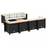 Cumpara ieftin Set mobilier de gradina cu perne, 8 piese, negru, poliratan