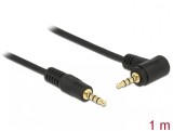 Cablu Stereo Jack 3.5 mm 4 pini unghi 1m T-T Negru, Delock 84737