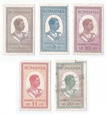 *Romania, lot 1059 cu 5 timbre fiscale generale, 1932, oblit./NG foto