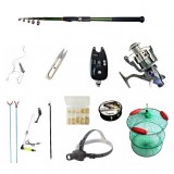 Set pescuit sportiv cu lanseta carbon 3m cool angel, mulineta baitrunner bobo2000, senzor, lanterna
