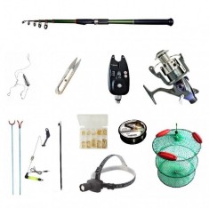 Set pescuit sportiv cu lanseta carbon 3m cool angel, mulineta baitrunner bobo2000, senzor, lanterna foto