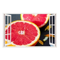Sticker decorativ, Fereastra 3D, Grepfrut, 85 cm, 301STK