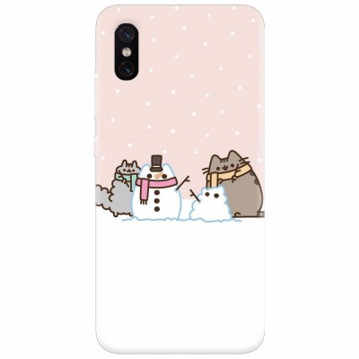 Husa silicon pentru Xiaomi Mi 8 Pro, Cat And Snowman foto