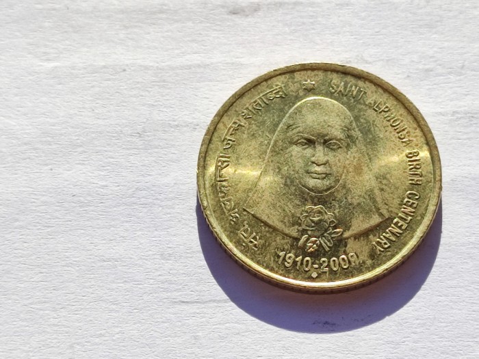 541. Moneda India 5 rupees 2019 (Saint Alphonsa Birth Centenary)