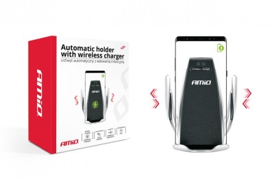 Suport telefon automat cu incarcare wireless, pentru smartphone cu tehnologie incarcare QI , micro USB, AMIO PHW-01 AutoDrive ProParts foto