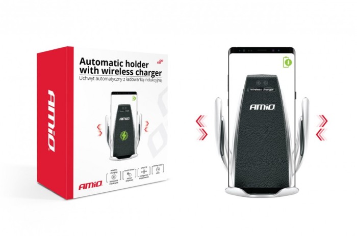 Suport telefon automat cu incarcare wireless, pentru smartphone cu tehnologie incarcare QI , micro USB, AMIO PHW-01 AutoDrive ProParts