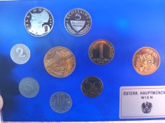 SET 7 MONEDE AUSTRIA + 2 MEDALII - 1988 - DE LA 2 GROSCHEN LA 10 SCHILLING - MONEDE PROOF