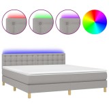 Cumpara ieftin Pat cu arcuri, saltea si LED, gri deschis, 180x200 cm, textil