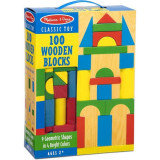 Set de construit Cuburi din lemn colorate 100 bucati Melissa and Doug 0481, Melissa &amp; Doug