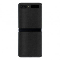 Set Folii Skin Acoperire 360 Compatibile cu Samsung Galaxy Z Flip (2020) (Set 2) - ApcGsm Wraps Leather Black
