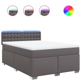 Cumpara ieftin Pat box spring cu saltea, gri, 140x200 cm, piele ecologica