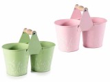 Cumpara ieftin Set 4 ghivece metal verde roz cm 22x11x17 cm