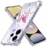 Husa antisoc pentru xiaomi redmi note 14 4g (standard) - airbag magsafe, col&Egrave;uri ranforsate- butterfly roz