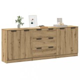 VidaXL Dulap, 3 buc., stejar artizanal, 60x30x70 cm, lemn prelucrat