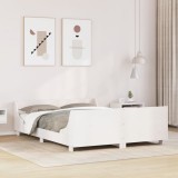 VidaXL Cadru de pat fără saltea, alb, 135x190 cm, lemn masiv de pin