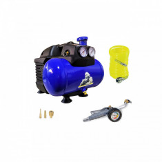 Compresor de aer monofazat portabil cu accesorii, MICHELIN, tip MBL6/1100, 230V, rezervor 6l, debit 160l/min, fara ulei