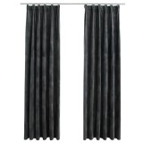Cumpara ieftin Draperii opace cu carlige, 2 buc., antracit, 140x245cm, catifea