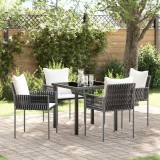 vidaXL Set de masă pentru grădină 5 pcs Maro Rattan poli