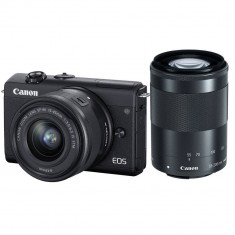 Aparat foto Mirrorless Canon M200 24.1 Mpx Kit 15-45mm F3.5-6.3 IS si 55-200mm F4.5-6.3 IS Black foto