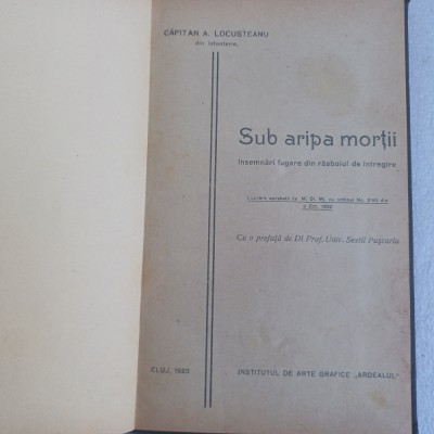 CAPITAN A.LOCUSTEANU- SUB ARIPA MORTII-1923 foto