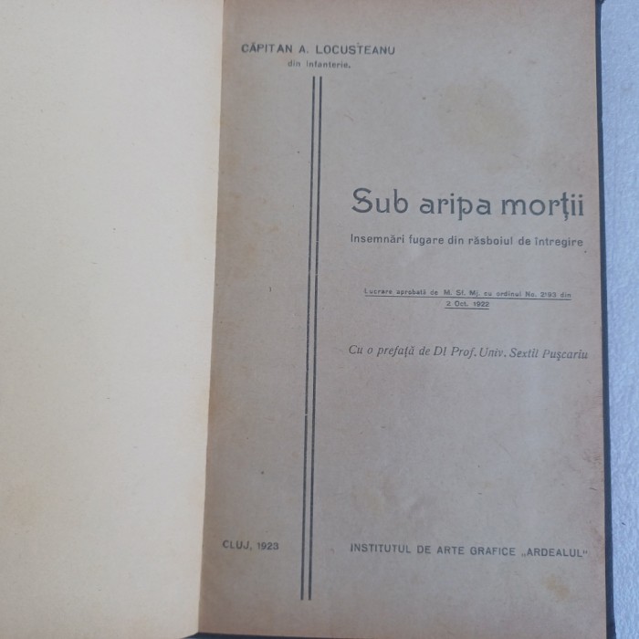 CAPITAN A.LOCUSTEANU- SUB ARIPA MORTII-1923
