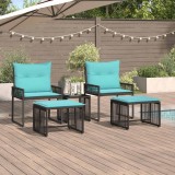 vidaXL Set de Mobilier pentru Exterior 11 pcs Negru și Turcoaz 42025155