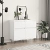 Gossi servante, 2 buc., alb extralucios, 40x35x70 cm, lemn prelucrat