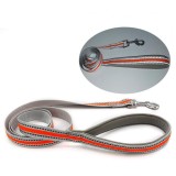 Set 2 piese, guler reglabil si lesa pentru caine Mcdobexy, marime L, nylon, plastic, metal, gri, portocaliu, reflectorizant