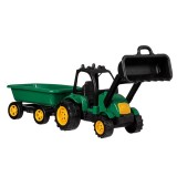 Tractor tip excavator cu remorca, 55x15x19 cm, Verde, ATU-086195, Oem