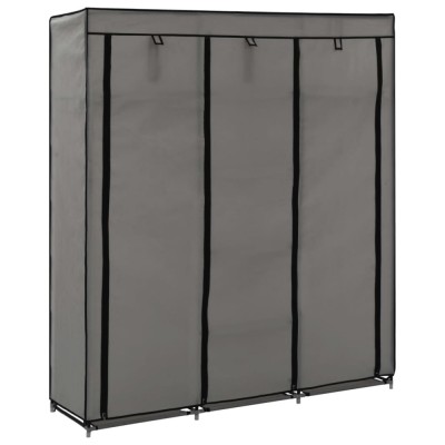 vidaXL Șifonier cu bare și compartimente, gri, 150x45x175 cm, textil foto