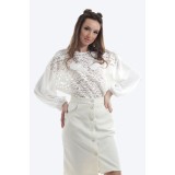 Bluza oversized din dantela alba si maneci din voal