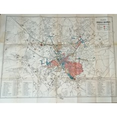PLANUL ORASULUI BUCURESTI , NATIONALITATILE , CENTRE ( CU REPARTIZARILE ETNIILOR PE ZONE ) , ANII &#039;30 , VEZI DESCRIEREA !