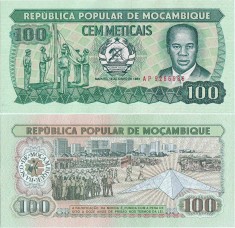 1983 ( 16 VI ) , 100 meticais ( P-130a.1 ) - Mozambic - stare UNC