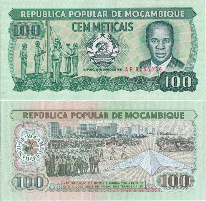 1983 ( 16 VI ) , 100 meticais ( P-130a.1 ) - Mozambic - stare UNC