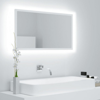 vidaXL Oglindă de baie cu LED, alb, 80x8,5x37 cm, PAL foto