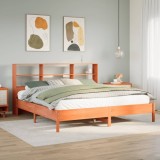 VidaXL Pat cu bibliotecă fără saltea maro 180x200 cm lemn masiv de pin 3322863