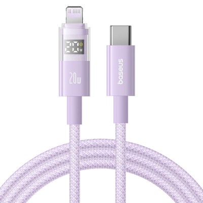 Baseus - Data Cable Display 2 (P10382703511-01) - Fast Charging, Type-C, Lightning, Digital Display, 20W, 2m - Nebula Purple foto