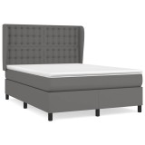 Cumpara ieftin Pat box spring cu saltea, gri, 140x200 cm, piele ecologica
