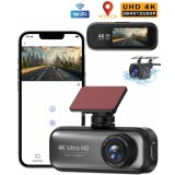 Camera de bord DVR V26a QOVU&reg; 4K Fata 2K Spate, WiFi &amp; Aplicatie dedicata, Camp vizual ultra-larg de 170&deg;, Senzor coliziune, Unghi ultra larg 170&deg;, Mo
