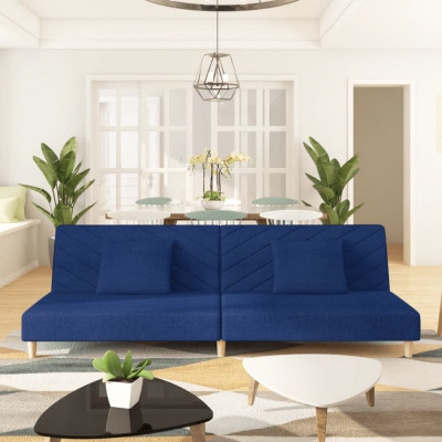 Canapea extensibila cu 2 locuri, 2 perne, albastru, textil GartenMobel Dekor foto