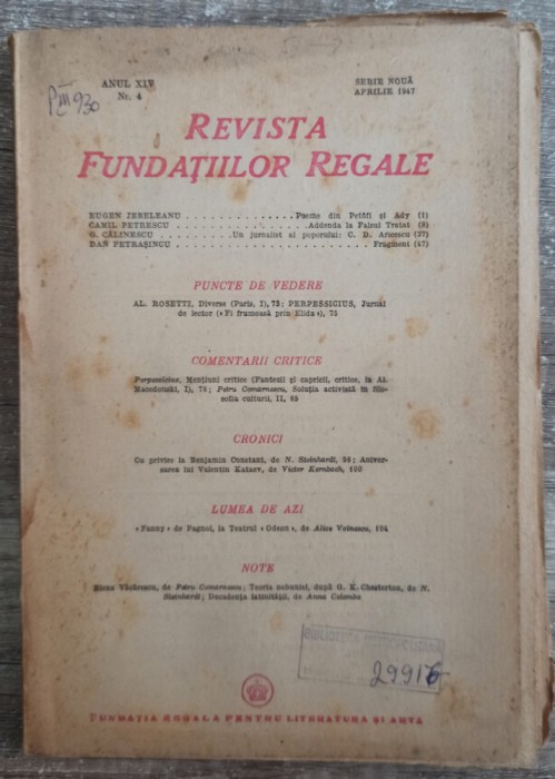 Revista Fundatiilor Regale// aprilie 1947