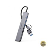Hub USB / USB-C Orico YSA8-U3 1 x USB-A 3.0 - 3 x USB-A - 1 x USB-C - 1 x SD - 1 x microSD - 1 x Jack 3.5mm Negru