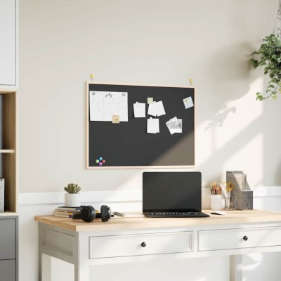 vidaXL Tablă cu cadru din lemn masiv de pin negru 80x55 cm 4017413 foto