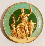 INSIGNA VITICULTURA CRAMELE COTESTI VRANCEA FOND CENTRAL VERDE ALBASTRU DESCHIS SI ALB PE CONTUR AGRICULTURA VIN ( CITITI DESCRIEREA )