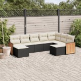 Set Mobilier Gradina vidaXL, 9 Piese, Negru, Poliratan, Perne Incluse, Modular