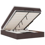 Cumpara ieftin Cadru de pat otoman cu saltea tesatura maro inchis 140x190cm