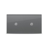 Panou Dublu Sticlă Securizată 4mm Gri Pulsar Touch NS 1T+1T pentru &Icirc;ntrerupătoare Tactile Moderne, Aspect Elegant, Montaj &Icirc;ncastrat, Ideal Case