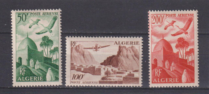 ALGERIA POSTA AERIANA 1949 MI 286-288 USOARE URME DE SARNIER